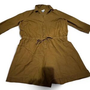 Brown Button-Up Romper
